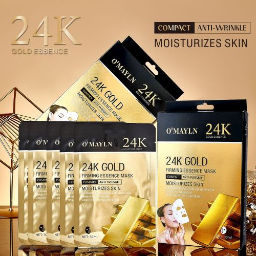 跨境外贸全英文包装24K黄金玻尿酸补水贴片面膜10片保湿批发专供