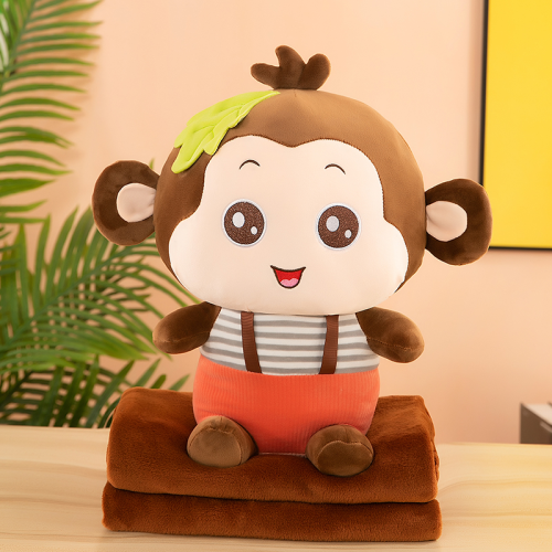 cute monkey pillow blanket naughty plush monkey toy doll multifunctional home office car air conditioning blanket