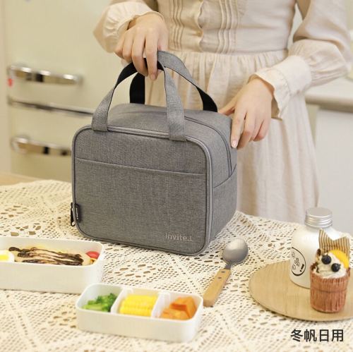 new lunch bag thermal bag double layer lunch box handbag aluminum foil large capacity office worker student portable lunch bag