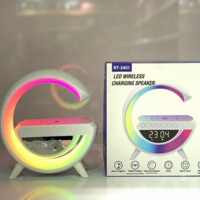Popular BT-3401 G Bluetooth Speaker White Noise Clock Display Wireless Charging Desktop Colorful Ambience Light
