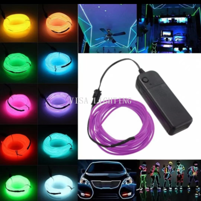 Car Headlamp Luminous Light Decorative Light El Cold Light Luminous Line 3V Battery Box Set