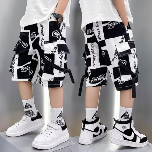 童装男童工装裤夏装儿童五分裤2023夏季新款中大童宽松运动中裤潮