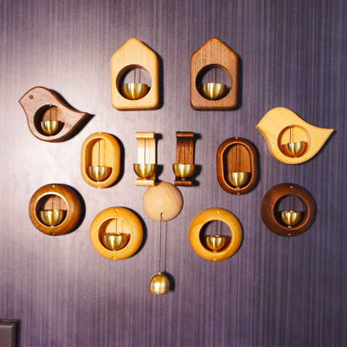 多巴胺黄铜门铃龙型日式简约门铃木头门吸门风铃冰箱贴