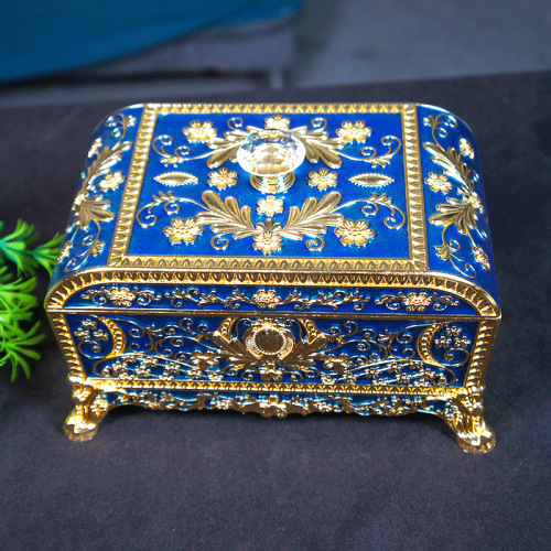 金属彩绘特大号首饰盒收纳盒创意产品金属工艺家居装饰品摆件热销