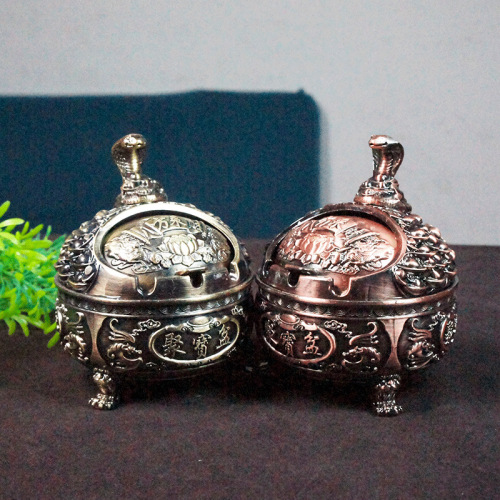 金属质感蛇与龙龟聚宝盆烟灰缸模型摆件家居装饰品送男人朋友的礼