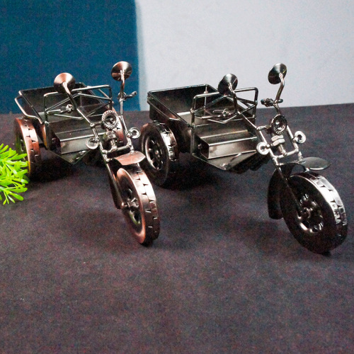 金属手工制造三轮车模型带斗可以放名片笔文具等家居装饰品礼物