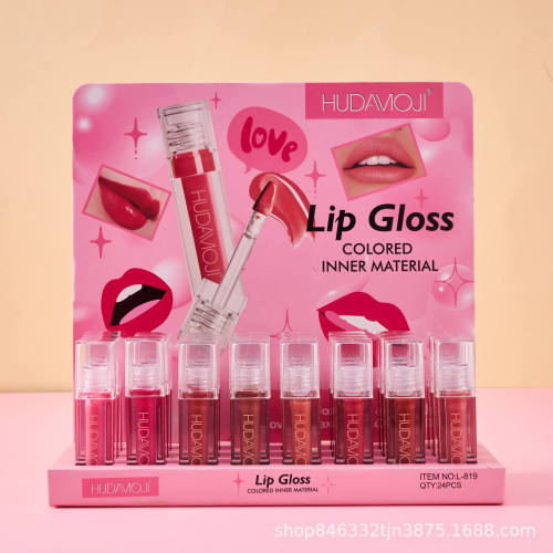 跨境美妆HUDAMOJI哑光雾面自然丝滑高颜值不易脱色透明管唇釉口红