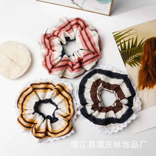 欧美复古牧园风针织花边甜圈头绳原野辽阔自由奔驰氛围感大肠发圈