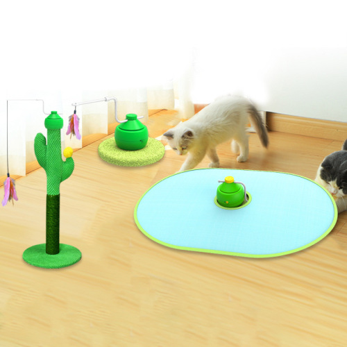 智能猫玩具电动猫转盘自嗨激光逗猫棒羽毛布罩逗猫玩具自动捕猎