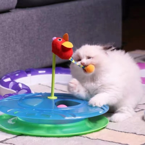 猫玩具批发猫转盘轨道猫抓球毛绒老鼠逗猫棒 外贸热卖宠物用品