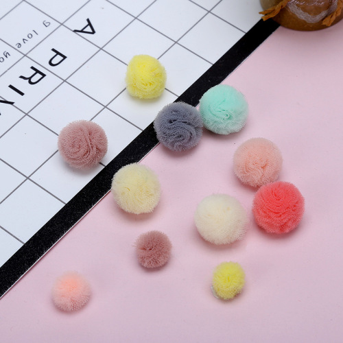 美国网网纱球韩版彩色蕾丝花球糖果色毛毛球可定饰品配件毛球