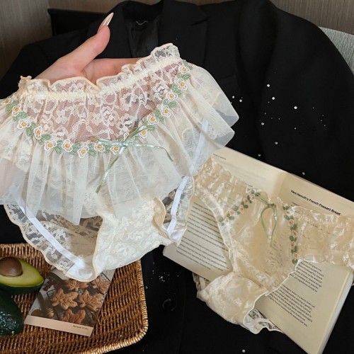 绿野仙踪·仙女风新款夏季质感蕾丝透气100%棉裆性感甜美少女内裤