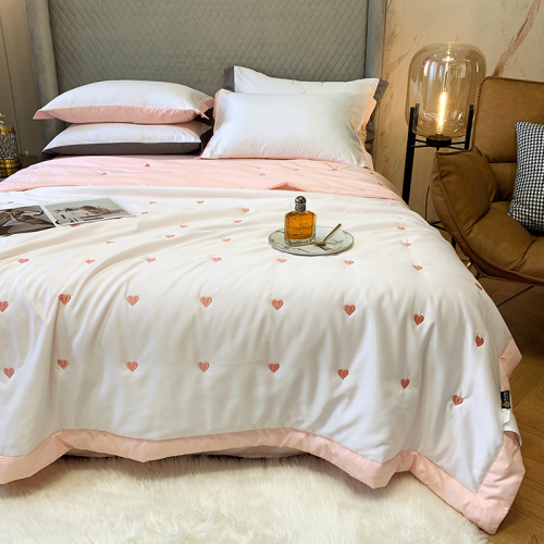2023 Ice Silk Summer Quilt Four-Piece Silky Single Double Love Airable Cover Bed Sheet Spring and Summer