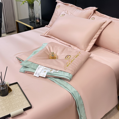 2023 Summer Blanket Four-Piece Set Washed Silk Airable Cover Soybean Synthetic Quilt Student Dormitory Summer Air Conditioning Duvet Airable Cover