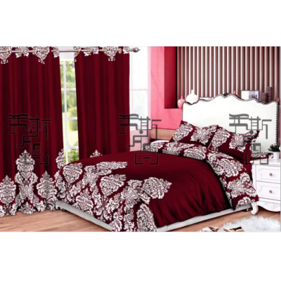 Four-Piece Bedding Set Curtain Fitted Sheet and Bed Sheet Pillowcase Quilt Cover Bedding Factory Foreign Trade Wholesale