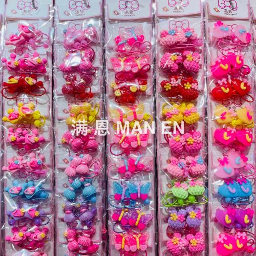 儿童皮筋女孩发圈卡通发饰蝴蝶头饰爱心混款头绳