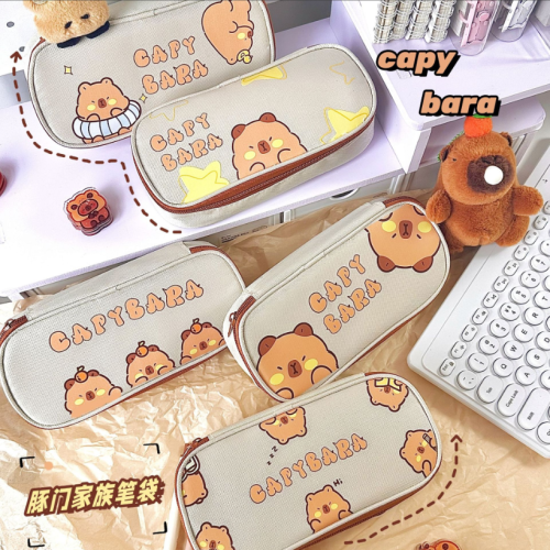 卡皮巴拉笔袋铅笔袋文具袋铅笔包文具包水豚卡通笔袋大笔袋