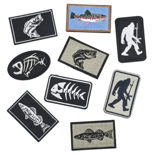 Velcro Armband Fishing Embroidered Cloth Stickers Velcro Label Free Wool Surface Cross-Border Supply Tactical Patch Clothing Accessories
