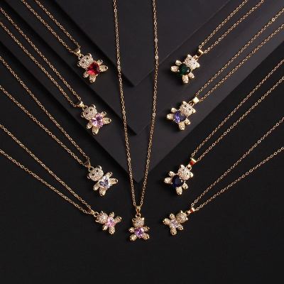 Cross-Border Hot Zircon Bear European and American Hot Sale Special-Interest Design Ins Style Love Pendant Ornaments Jewelry Wholesale
