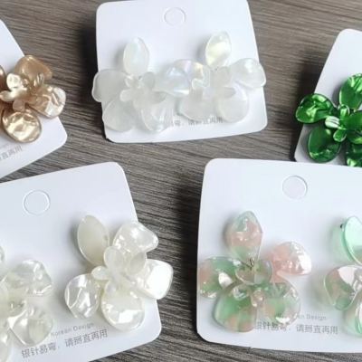 Multi-Color Flower Elegant Earrings Women's Korean-Style Design Sweet Earrings Simple All-Match Internet Celebrity Spring and Summer Earrings Wholesale