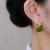 Green Painting Oil C- Type Diamond-Embedded Small Earrings Earrings Women's Anti-Lost Design Sense Internet Influencer All-Match Earrings 2023 New Fashion