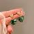 925 Anti-Silver Needle Fresh Green Mori Style Love Heart Earrings New Niche Design Love Green Stitching Earrings