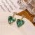 925 Anti-Silver Needle Fresh Green Mori Style Love Heart Earrings New Niche Design Love Green Stitching Earrings