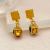 Sterling Silver Needle Light Luxury Chinese Style Elegant Contrast Color Square Geometric Ear Studs Creative Unique Design Earrings 1759