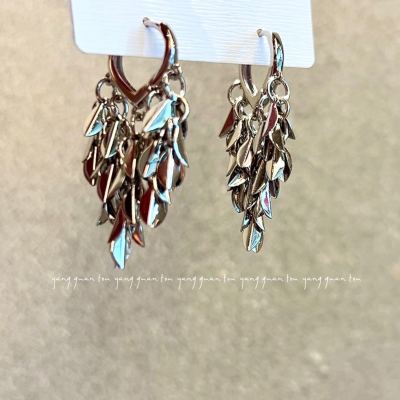 Cold Style Multi-Layer Wheat-Shaped Tassel Heart Trendy Ear Clip New Simple Personality Special Interest Light Luxury Earrings Female Fashion