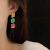 New Chinese Style Anti-Silver Needle Palace Style Color Matching Geometric Multi-Color Blocks Earrings Colorful Dopamine Long Drop Earrings