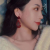Hong Kong Style Palace Style French Retro Red White Water Drop Exaggerated Earrings Special-Interest Design High-Grade Graceful Earrings