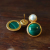 High Imitation Green Malachite Pearl Stud Earrings Sterling Silver Needle Simple Women's Fashion Earrings