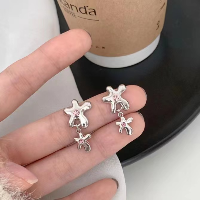 New Chinese Style Sweet Cool Flower Earrings S925 Anti-Silver Needle Female Niche Design Advanced Cold Style Flower Earrings Female