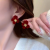 Velvet Flower Earrings Sterling Silver Needle High-Grade Light Luxury Earrings Elegant High-Grade Elegant Autumn Winter Red Earrings