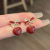 Korean Bow Red Love Heart Earrings Women's Sterling Silver Needle 2023 New Niche Design Ear Studs Earrings