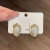 New Pleated Geometric Metal Irregular Pearl Earrings Sterling Silver Needle Retro Elegant High-Grade Ear Studs Earrings