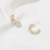 Korean Dongdaemun Fashion C- Shaped Opal Bamboo Stud Earrings Niche Micro Rhinestone Temperament Earrings Sterling Silver Stud Earrings