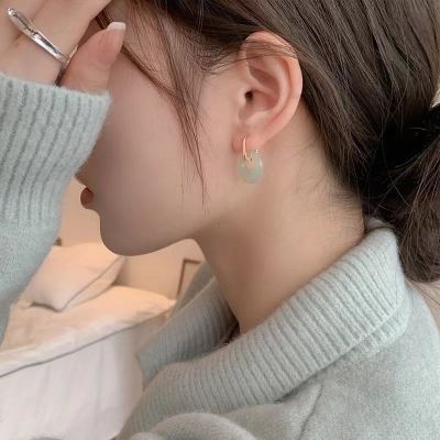 New Chinese Style Anti-Jade Ring Ear Clip Simple Retro Design Earrings Women's National Fashion Elegant High-Grade Earrings Women