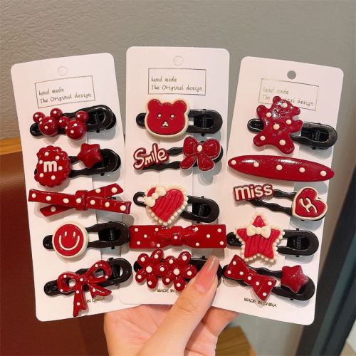 red polka dot barrettes children‘s bangs bb clip bow back head baby forehead small hairclip does not hurt hairpin