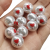 Card 16mm Imitation Pearl Double Hollow Heart Tulip Cat Claw Pattern Hand Painted Straight Hole round Beads Diy Bracelet