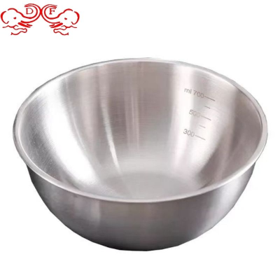 Df99457 Stainless Steel Basin Egg Pots with Scale Baked Fruit Salad Bowl Cuisine Dough Basin