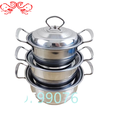 Df99076 Baby Food Binaural Small Milk Boiling Pot Noodles and Porridge Cooking Soup Stainless Steel Pot with Lid Electrothermal Furnace