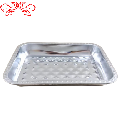 Df99022 Stainless Steel Diamond Square Plate Tray Fruit Plate Barbecue Plate Stainless Steel Plate Hotel Supplies