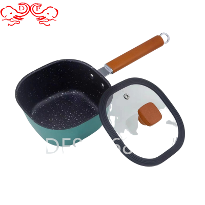 Df99468 New Colorful Stainless Steel Square Yukihira Pan Single Handle Milk Pot Non-Stick Milk Pot Noodle Pot