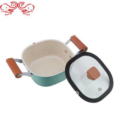 Df99468 New Square Dual-Sided Stockpot Stainless Steel Color Double Handle Soup Pot Milk Pot Amazon Hot Sale