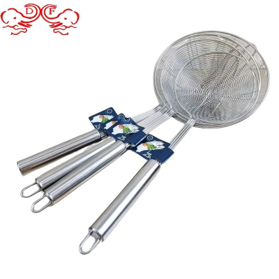 Df68131 Stainless Steel Reinforced Encryption Four-Wire round Handle Line Leakage Noodle Strainer Spoon