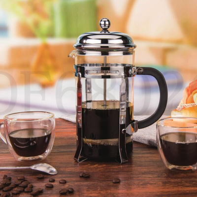Df68026 French Press Household Pour-over Coffee French Press Coffee Maker Heat-Resistant Glass Tea Infuser Coffee Pot Kitchen Supplies