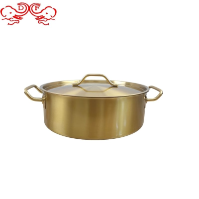 Df99040 Stainless Steel Compound Bottom Soup Pot Hot Pot Clear Soup Pot Two-Flavor Hot Pot Steel Cover Glass Cover Kitchen Hotel Supplies