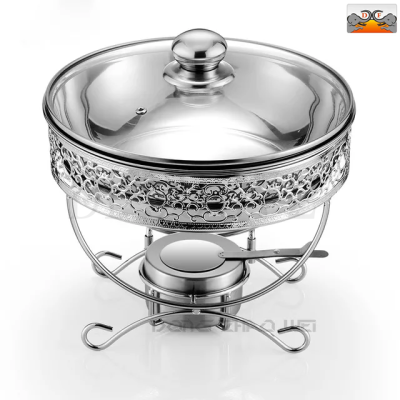 Df99372 Lay Sidewards Lace Dining Stove Stainless Steel round Chafing Dish Small Dining Stove Lace Buffet Buffet Stove Kitchen