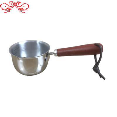 Df99029 Stainless Steel Wooden Handle Steel Handle Oil Pan Small Pot Melting Pot Household Mini Kitchen Hotel Supplies